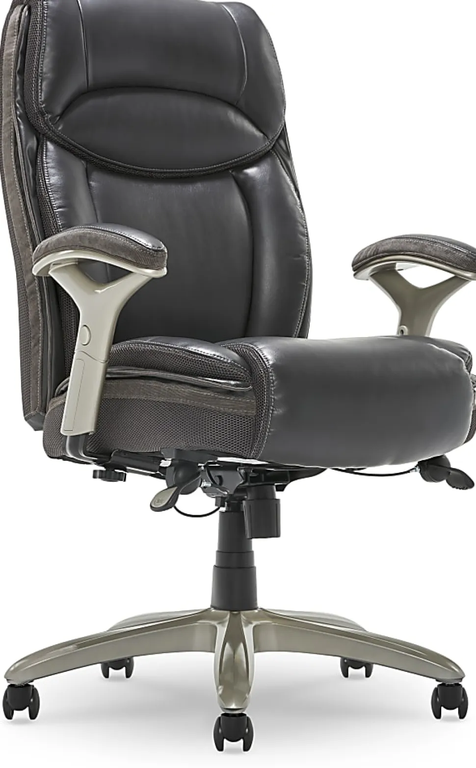 Serta® Smart Layers™ Jennings Big & Tall Ergonomic Bonded Leather High-Back Executive Chair, Dark Gray/Silver