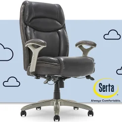 Serta® Smart Layers™ Jennings Big & Tall Ergonomic Bonded Leather High-Back Executive Chair, Dark Gray/Silver