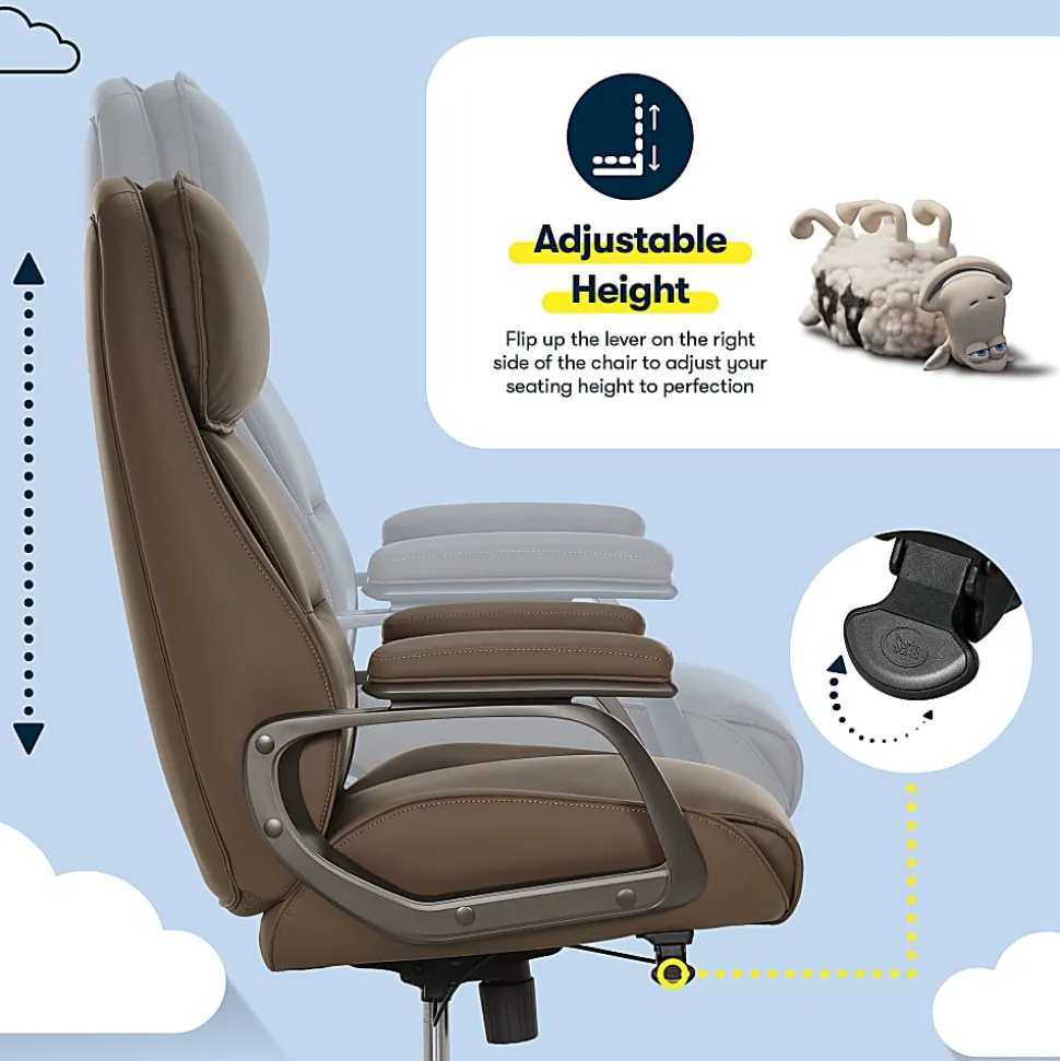 Serta® SmartLayers™ Mosby Ergonomic Vegan Leather High-Back Executive Office Chair, Brown