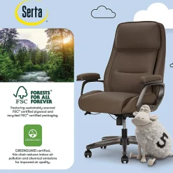 Serta® SmartLayers™ Mosby Ergonomic Vegan Leather High-Back Executive Office Chair, Brown