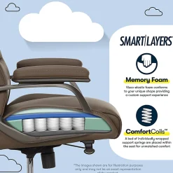 Serta® SmartLayers™ Mosby Ergonomic Vegan Leather High-Back Executive Office Chair, Brown