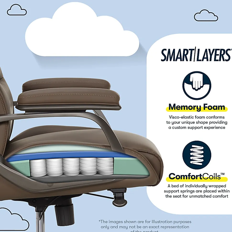Serta® SmartLayers™ Mosby Ergonomic Vegan Leather High-Back Executive Office Chair, Brown