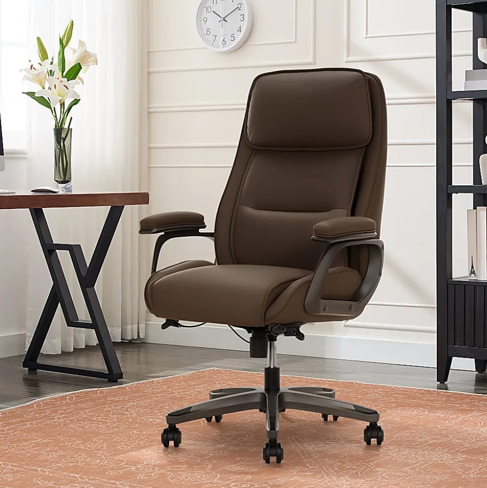 Serta® SmartLayers™ Mosby Ergonomic Vegan Leather High-Back Executive Office Chair, Brown