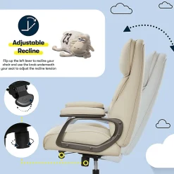 Serta® SmartLayers™ Mosby Ergonomic Vegan Leather High-Back Executive Office Chair, Cream