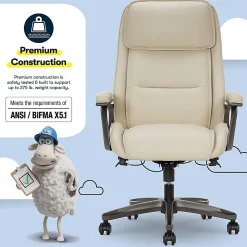 Serta® SmartLayers™ Mosby Ergonomic Vegan Leather High-Back Executive Office Chair, Cream