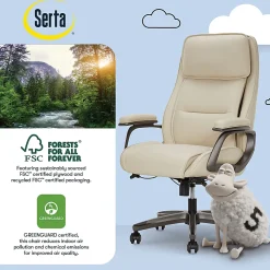 Serta® SmartLayers™ Mosby Ergonomic Vegan Leather High-Back Executive Office Chair, Cream