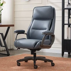 Serta® SmartLayers™ Mosby Ergonomic Vegan Leather High-Back Executive Office Chair, Blue/Dark Gray, BIFMA Compliant
