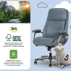 Serta® SmartLayers™ Mosby Ergonomic Vegan Leather High-Back Executive Office Chair, Blue/Dark Gray, BIFMA Compliant