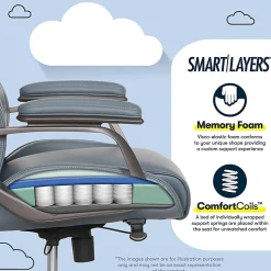 Serta® SmartLayers™ Mosby Ergonomic Vegan Leather High-Back Executive Office Chair, Blue/Dark Gray, BIFMA Compliant