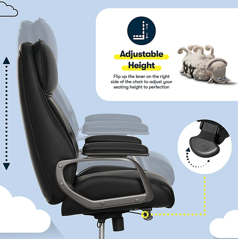 Serta® SmartLayers™ Mosby Ergonomic Vegan Leather High-Back Executive Office Chair, Black/Dark Gray, BIFMA Compliant