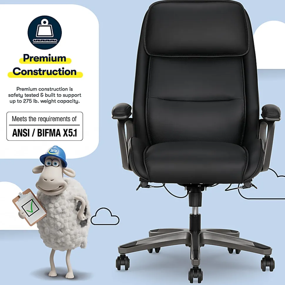Serta® SmartLayers™ Mosby Ergonomic Vegan Leather High-Back Executive Office Chair, Black/Dark Gray, BIFMA Compliant