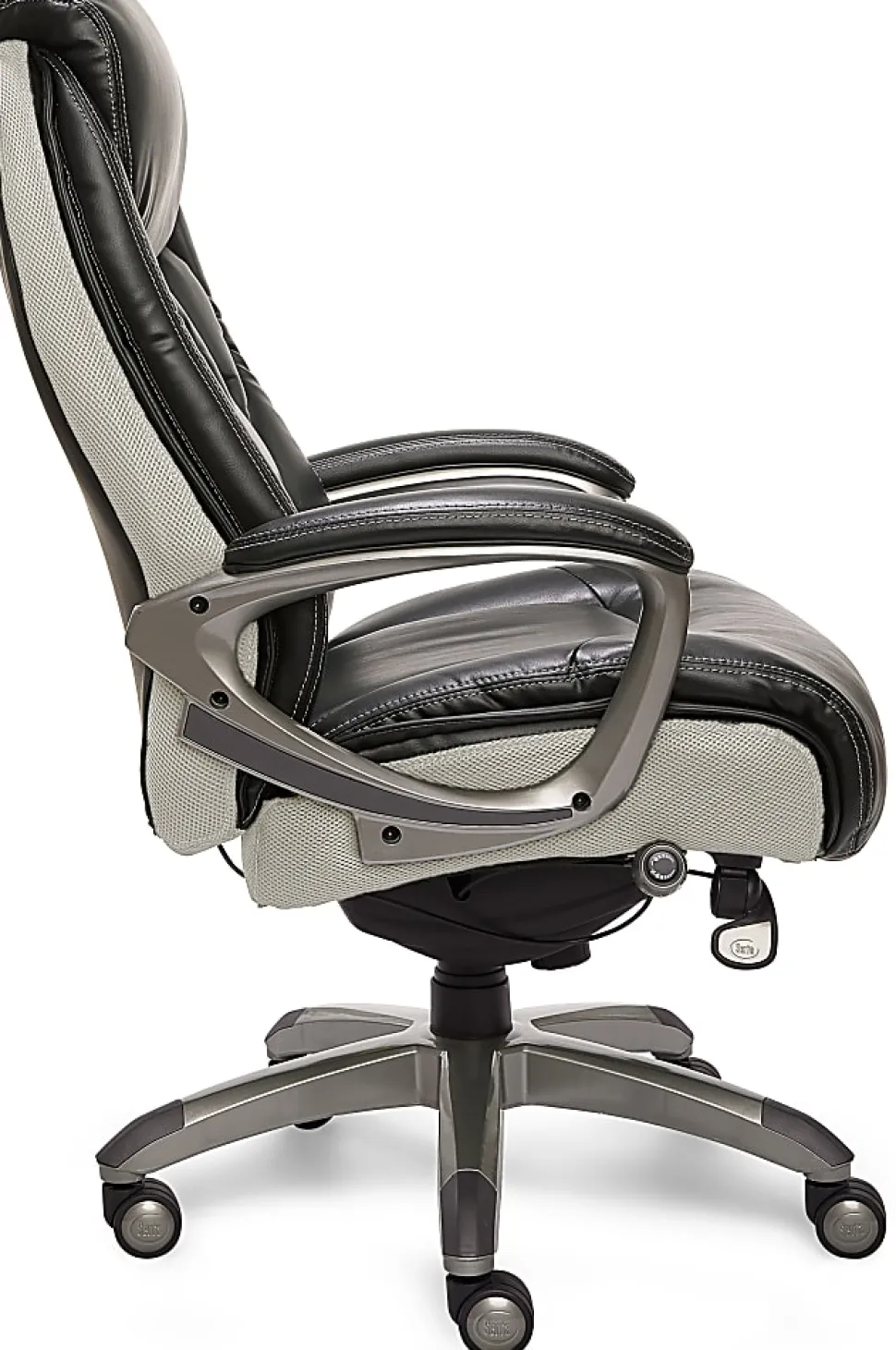 Serta® Smart Layers™ Tranquility Executive Ergonomic Bonded Leather High-Back Chair, Black/Slate