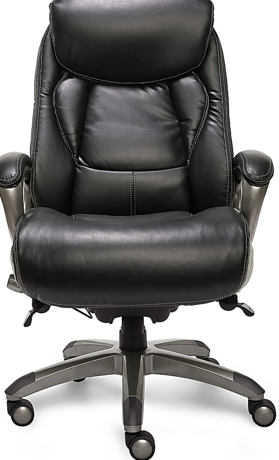 Serta® Smart Layers™ Tranquility Executive Ergonomic Bonded Leather High-Back Chair, Black/Slate