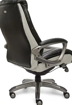Serta® Smart Layers™ Tranquility Executive Ergonomic Bonded Leather High-Back Chair, Black/Slate