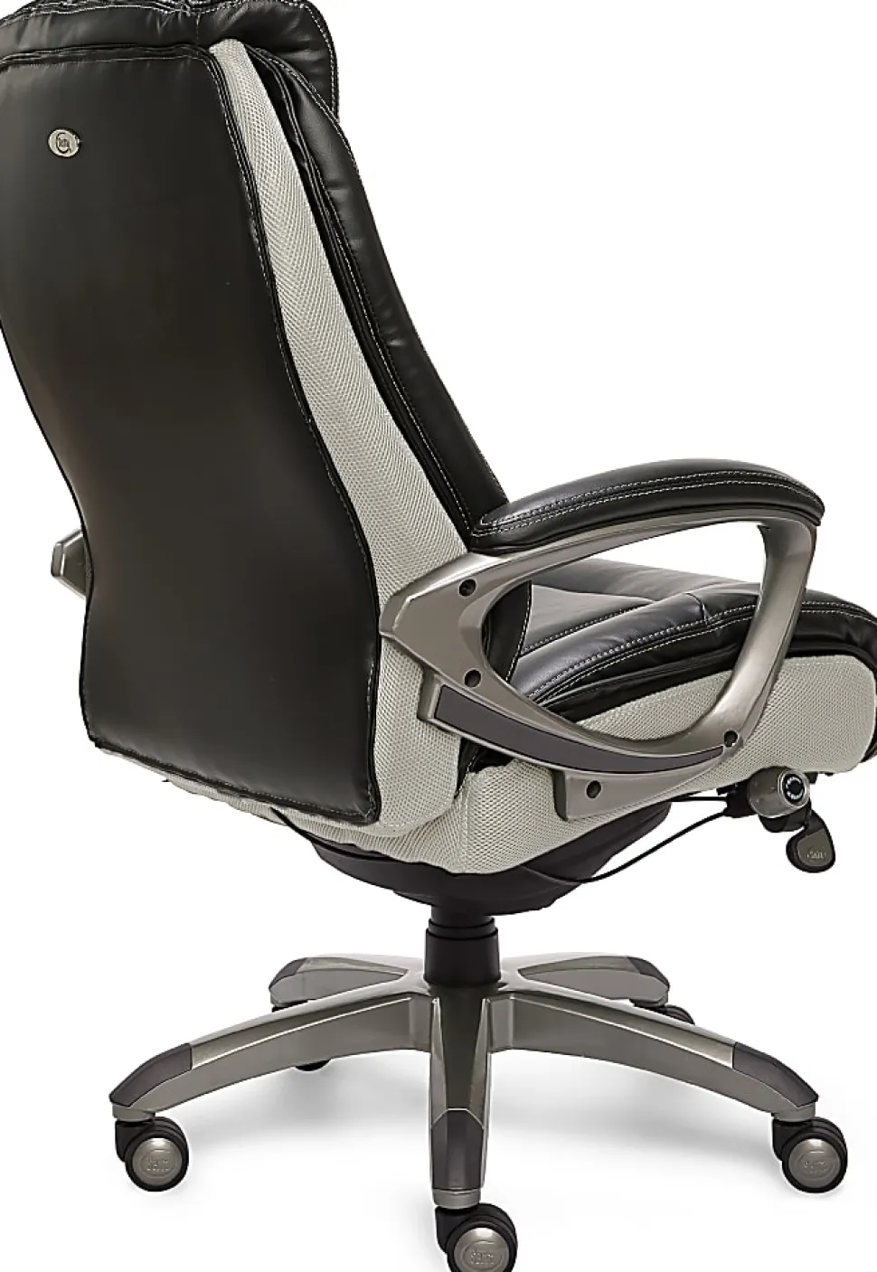 Serta® Smart Layers™ Tranquility Executive Ergonomic Bonded Leather High-Back Chair, Black/Slate