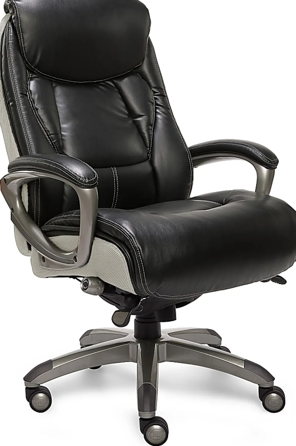 Serta® Smart Layers™ Tranquility Executive Ergonomic Bonded Leather High-Back Chair, Black/Slate