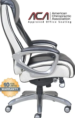 Serta® Smart Layers™ Tranquility Executive Ergonomic Bonded Leather High-Back Chair, Black/Slate