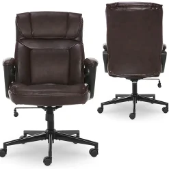 Serta® Style Hannah I Bonded Leather High-Back Office Chair, Comfort Biscuit/Black