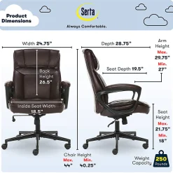 Serta® Style Hannah I Bonded Leather High-Back Office Chair, Comfort Biscuit/Black