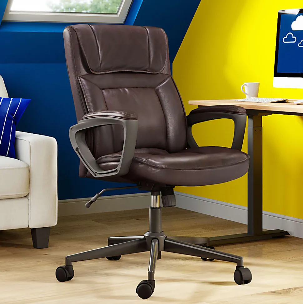 Serta® Style Hannah I Bonded Leather High-Back Office Chair, Comfort Biscuit/Black