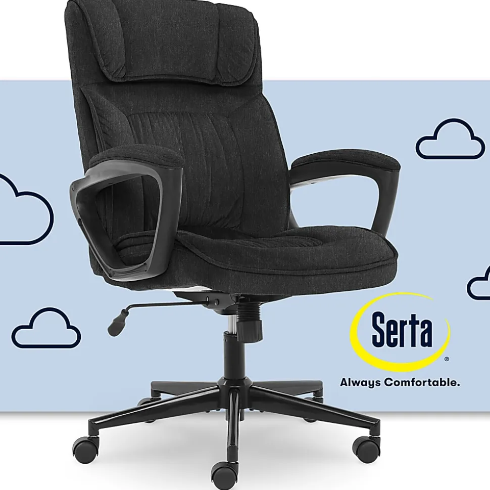 Serta® Style Hannah I High-Back Office Chair, Microfiber, Comfort Black