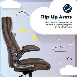 Serta® Torrington Big & Tall Office Chair, with Flip-Up Padded Armrests, ComfortCoils™ Seat Cushion Technology, Dark Walnut Brown, 52399DBRN