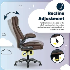 Serta® Torrington Big & Tall Office Chair, with Flip-Up Padded Armrests, ComfortCoils™ Seat Cushion Technology, Dark Walnut Brown, 52399DBRN