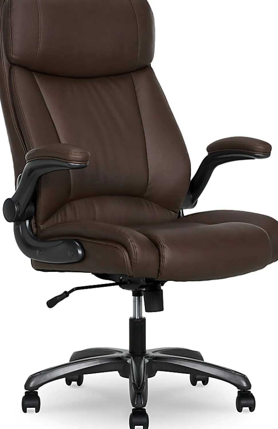 Serta® Torrington Big & Tall Office Chair, with Flip-Up Padded Armrests, ComfortCoils™ Seat Cushion Technology, Dark Walnut Brown, 52399DBRN
