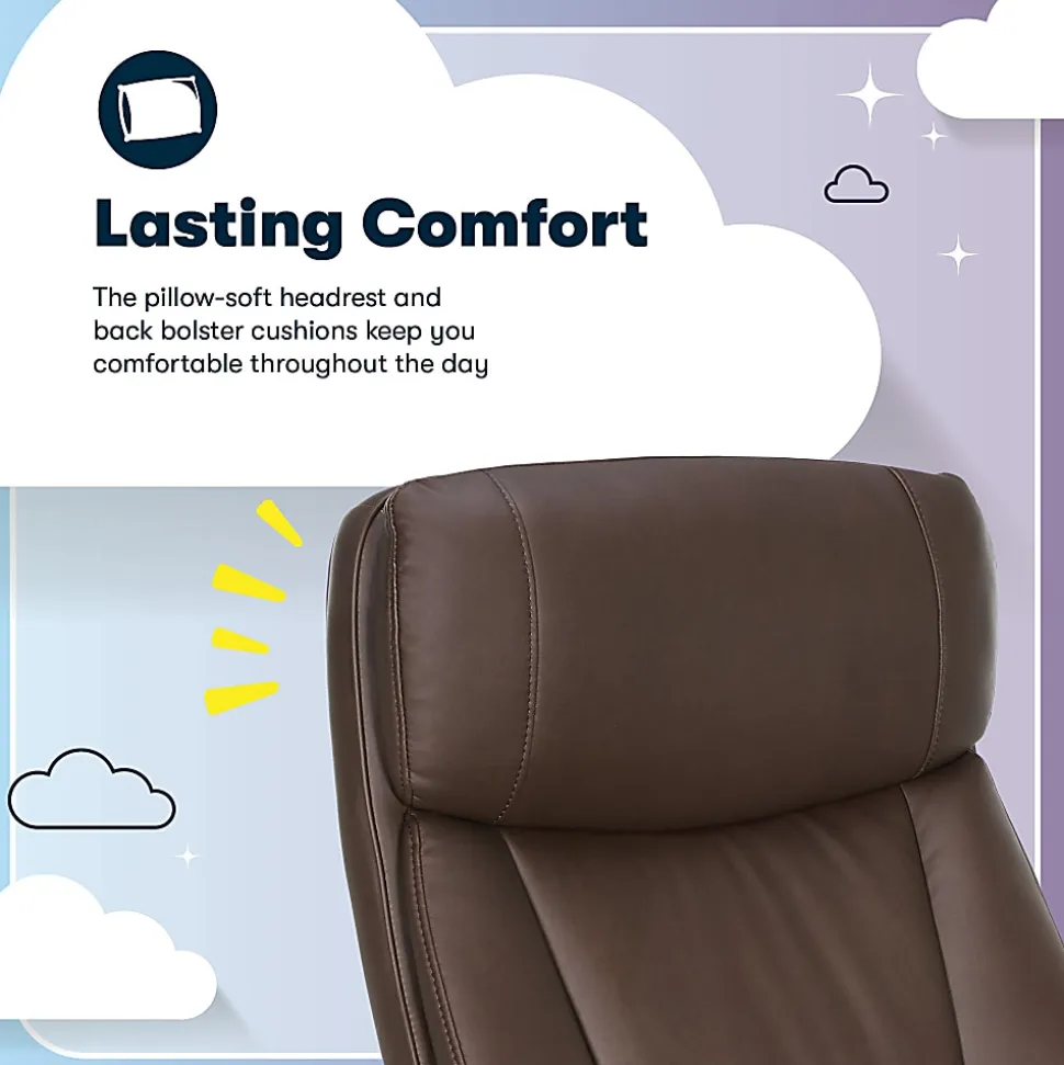 Serta® Torrington Big & Tall Office Chair, with Flip-Up Padded Armrests, ComfortCoils™ Seat Cushion Technology, Dark Walnut Brown, 52399DBRN