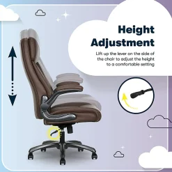 Serta® Torrington Big & Tall Office Chair, with Flip-Up Padded Armrests, ComfortCoils™ Seat Cushion Technology, Dark Walnut Brown, 52399DBRN