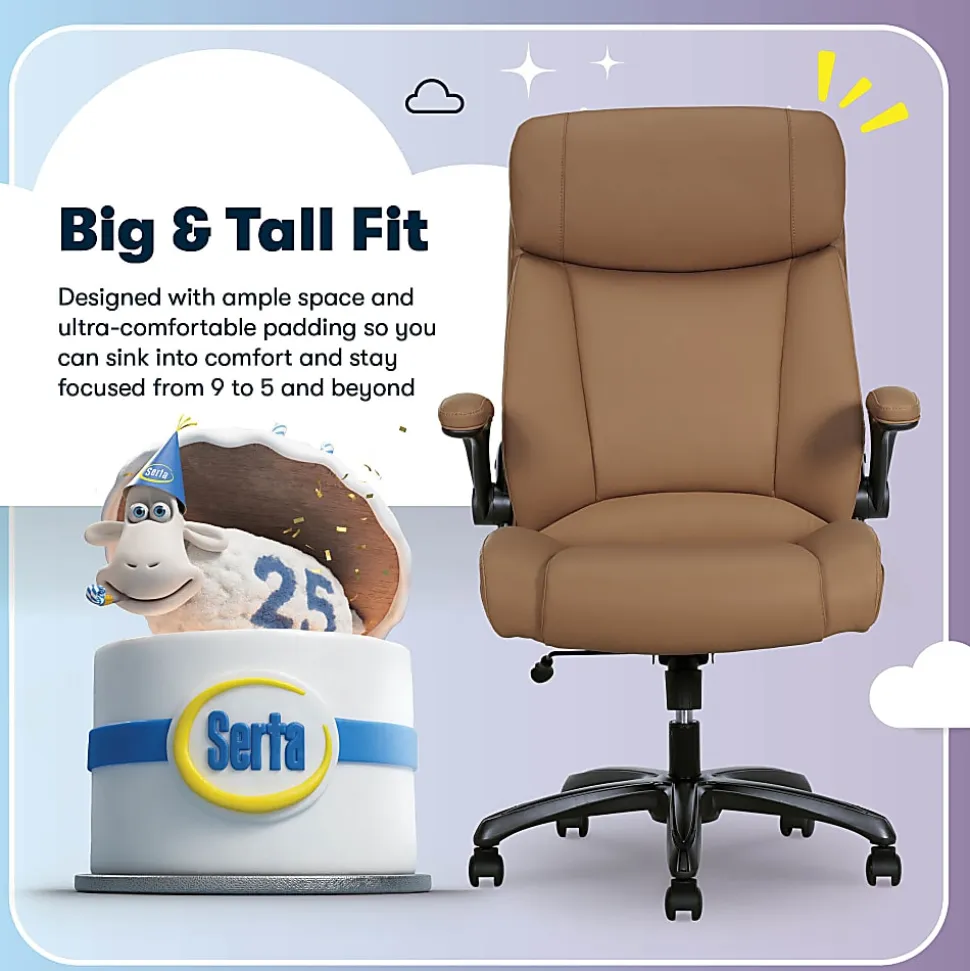 Serta® Torrington Ergonomic High-Back Faux Leather Big & Tall Executive Office Chair, Light Tan