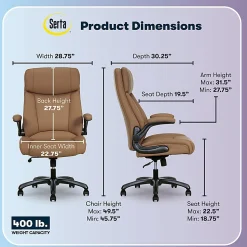 Serta® Torrington Ergonomic High-Back Faux Leather Big & Tall Executive Office Chair, Light Tan