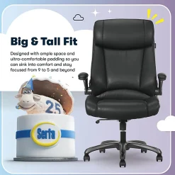 Serta® Torrington Ergonomic High-Back Faux Leather Big & Tall Executive Office Chair, Black, 52399BLK