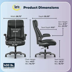 Serta® Torrington Ergonomic High-Back Faux Leather Big & Tall Executive Office Chair, Black, 52399BLK