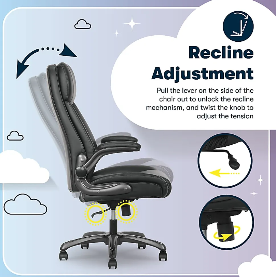 Serta® Torrington Ergonomic High-Back Faux Leather Big & Tall Executive Office Chair, Black, 52399BLK