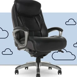 Serta® Works Bonded Leather/Mesh High-Back Office Chair With Smart Layers Technology, Opportunity Gray/Black/Silver