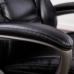 Serta® Works Bonded Leather/Mesh High-Back Office Chair With Smart Layers Technology, Opportunity Gray/Black/Silver