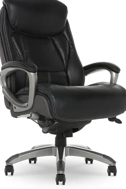 Serta® Works Bonded Leather/Mesh High-Back Office Chair With Smart Layers Technology, Opportunity Gray/Black/Silver