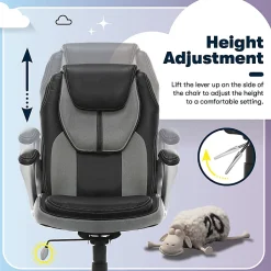Serta® Works Bonded Leather/Mesh High-Back Office Chair, Opportunity Gray/Silver