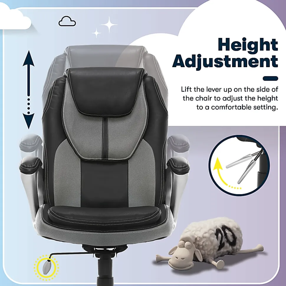 Serta® Works Bonded Leather/Mesh High-Back Office Chair, Opportunity Gray/Silver