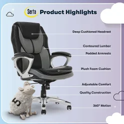 Serta® Works Bonded Leather/Mesh High-Back Office Chair, Opportunity Gray/Silver