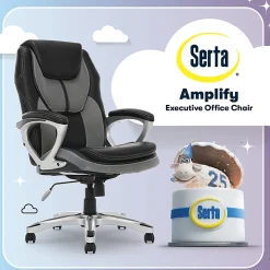 Serta® Works Bonded Leather/Mesh High-Back Office Chair, Opportunity Gray/Silver