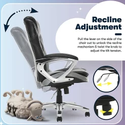 Serta® Works Bonded Leather/Mesh High-Back Office Chair, Opportunity Gray/Silver
