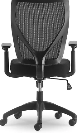 Serta Works - Chair - task - ergonomic - mid-back - armrests - T-shaped - tilt - swivel - polyester blend fabric, mesh - black