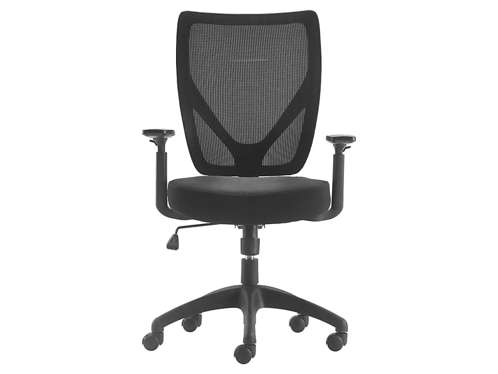 Serta Works - Chair - task - ergonomic - mid-back - armrests - T-shaped - tilt - swivel - polyester blend fabric, mesh - black