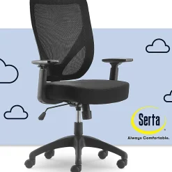 Serta Works - Chair - task - ergonomic - mid-back - armrests - T-shaped - tilt - swivel - polyester blend fabric, mesh - black