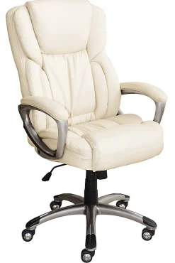 Serta® Works Ergonomic Bonded Leather High-Back Office Chair, American Beige/Silver