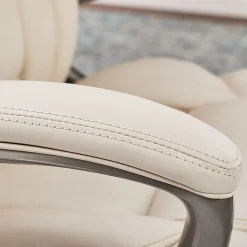 Serta® Works Ergonomic Bonded Leather High-Back Office Chair, American Beige/Silver