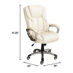 Serta® Works Ergonomic Bonded Leather High-Back Office Chair, American Beige/Silver