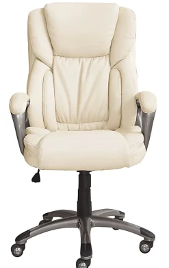 Serta® Works Ergonomic Bonded Leather High-Back Office Chair, American Beige/Silver